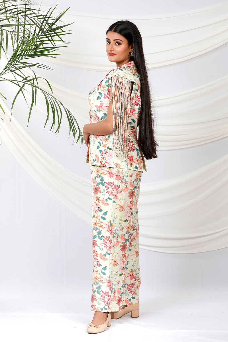 Mint Frappe Floral Printed Silk Co-Ord Set