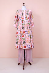 Blush Pink Floral Digital Printed Cotton Kurta Set - Chinaya Banaras