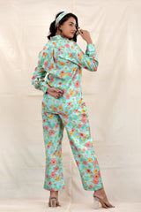 Urban Blue Floral Printed Modal Co-ord Set