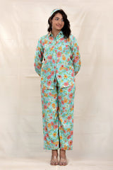 Women in Urban Blue Floral Printed Modal Co-ord Set At Chinaya Banaras 