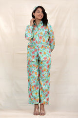 Urban Blue Floral Printed Modal Co-ord Set