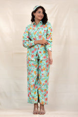 Urban Blue Floral Printed Modal Co-ord Set