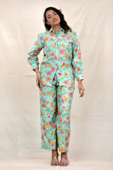 Urban Blue Floral Printed Modal Co-ord Set