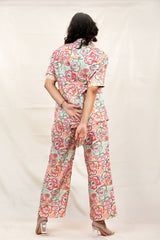 Peach Floral Splash Modal Co-Ord Set - Chinaya Banaras