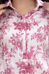 White & Mauve Embellished Chanderi Silk Co-Ord Set