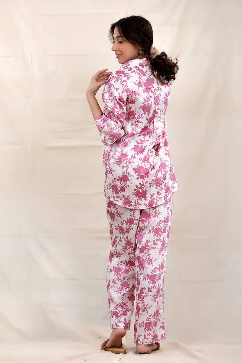 White & Mauve Embellished Chanderi Silk Co-Ord Set
