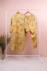 Light Mustard Yellow Floral Printed Cotton Co-Ord Set