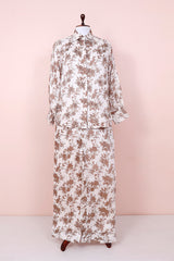 White & Cocoa Embellished Chanderi Silk Co-Ord Set