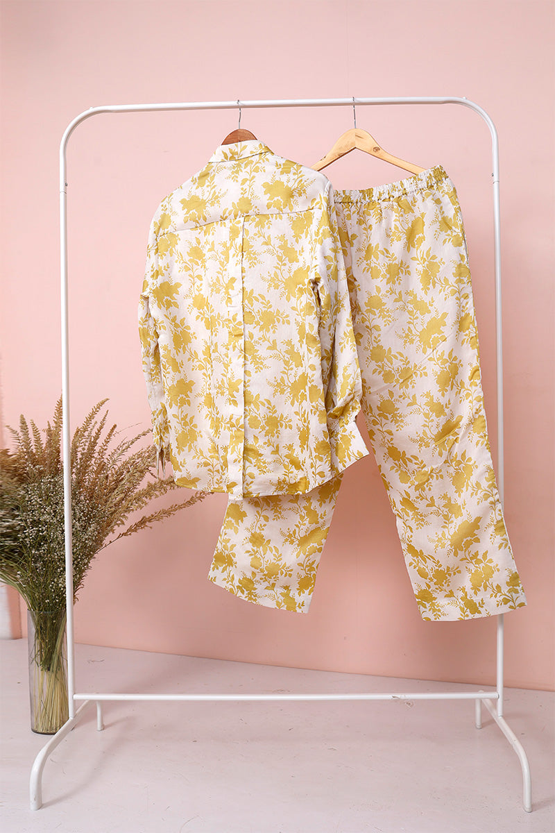 White & Light Green Embellished Chanderi Silk Co-Ord Set