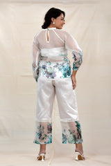 White Frost Embellished Organza Silk Co-Ord Set