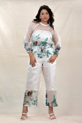 Women in White Frost Embellished Organza Silk Co-Ord Set at Chinaya Banaras 
