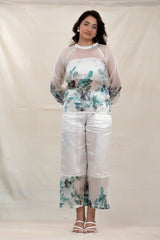 White Frost Embellished Organza Silk Co-Ord Set