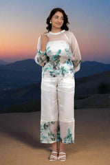 White Frost Embellished Organza Silk Co-Ord Set