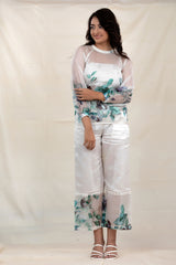 White Frost Embellished Organza Silk Co-Ord Set