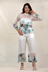 White Frost Embellished Organza Silk Co-Ord Set