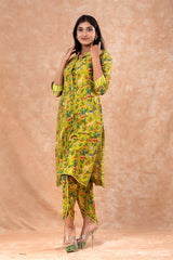 Lawn Green Digital Printed Cotton Co-Ord Kurta Set