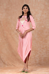 Women In Pink Woven Chiniya Silk Jumpsuit At Chinaya Banaras