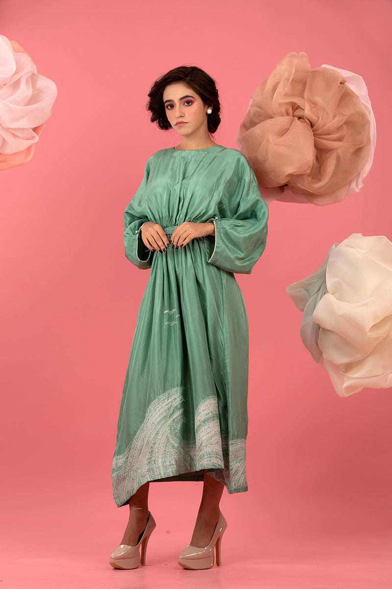 Powder Blue Tie & Dye Silk Dress