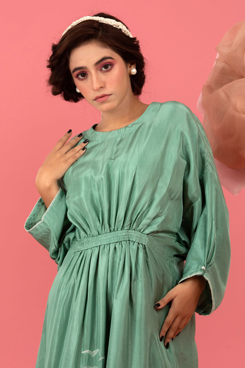 Powder Blue Tie & Dye Silk Dress