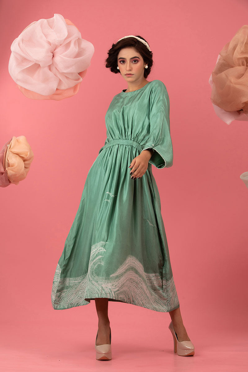 Powder Blue Tie & Dye Silk Dress