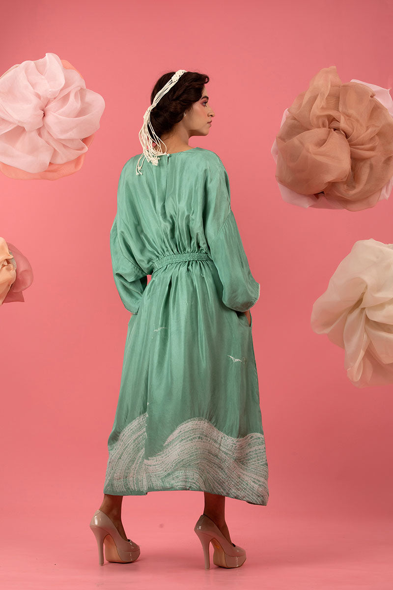 Powder Blue Tie & Dye Silk Dress