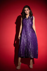 Purple Handwoven Banarasi Silk Dress