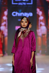 Purple Ethnic Handwoven Satin Silk Asymmetric Kurta Set - Chinaya Banaras