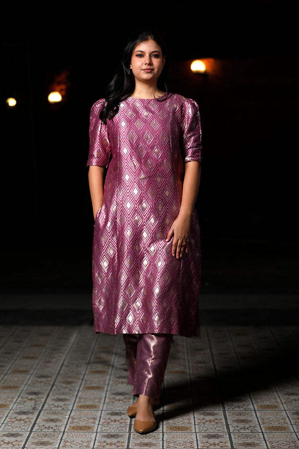 Deep Mauve Mulberry Silk Kurta Set