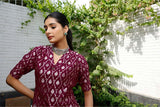 Wine Woven Mulberry Silk Sharara Set