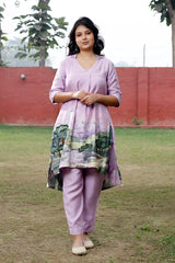 Lilac Cotton Kurta Set By Chinaya Banaras
