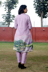 Lilac Embellished Cotton Kurta Set