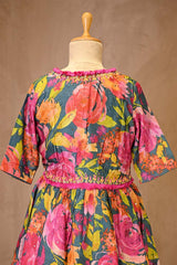Multicolored Floral Printed Tussar Silk Co-Ord Set