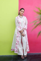 White and Pink Modal Cotton Silk Co-ord Set