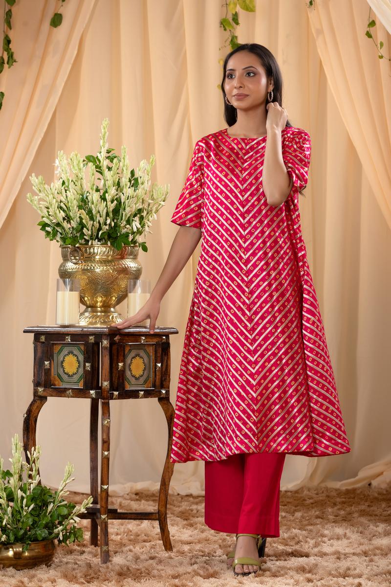 Pink Kurta set, Kurti set, Salwar Suit, suit set, kurti pant set, kurti for women​, kurti design​