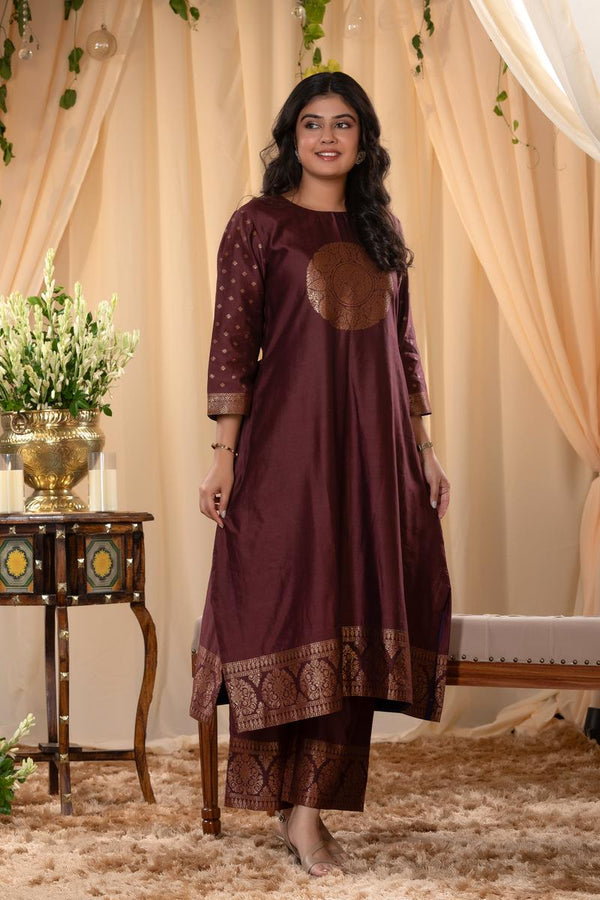 Brown Kurta set, Kurti set, Salwar Suit, suit set, kurti pant set, kurti for women​, kurti design​