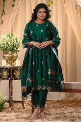 Salwar Suit, suit set, green suit set, green shalwar suit, party wear suit, salwar suits for wedding​