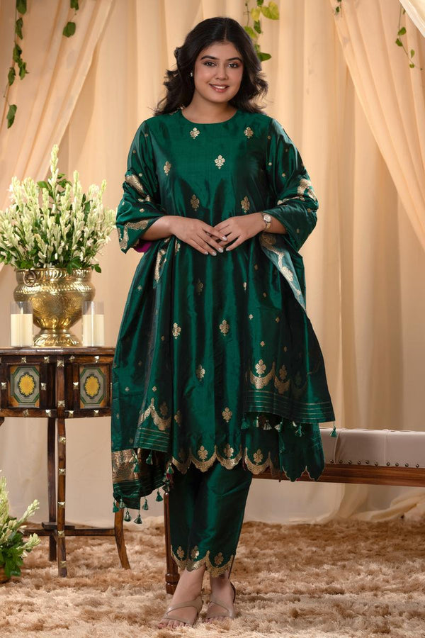 Salwar Suit, suit set, green suit set, green shalwar suit, party wear suit, salwar suits for wedding​