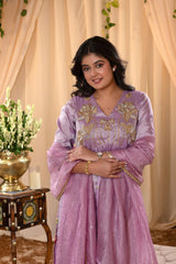 Lilac Tissue Silk Salwar Suit Set with Pichwai Embellishments