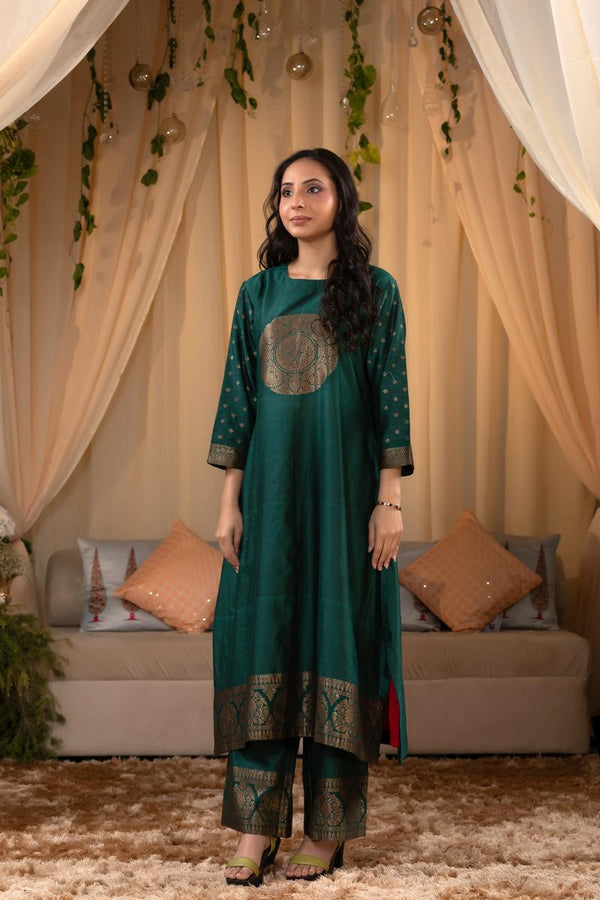 green  Kurta set, Kurti set, Salwar Suit, suit set, kurti pant set, kurti for women​, kurti design​