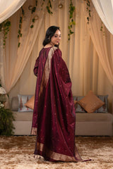 Maroon Banarasi Salwar Suit Set with Dupatta