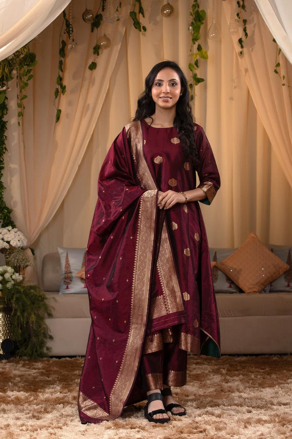 Salwar Suit, suit set, Maroon suit set, brown shalwar suit, party wear suit, salwar suits for wedding​