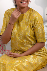 Yellow Banarasi Silk Sharara Suit with Meenakari Work