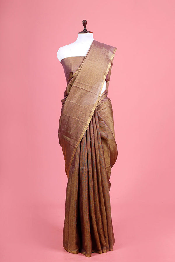 Brown Woven Tissue Silk Saree By Chinaya Banaras