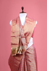 Rose Gold Woven Tissue Silk Saree