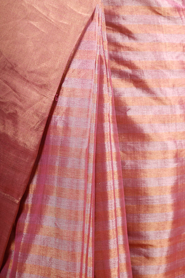 Rose Gold Woven Tissue Silk Saree