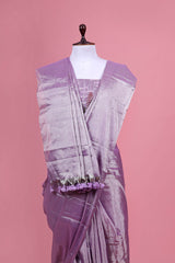Lilac Tissue Silk Saree with Marine Embellished Work