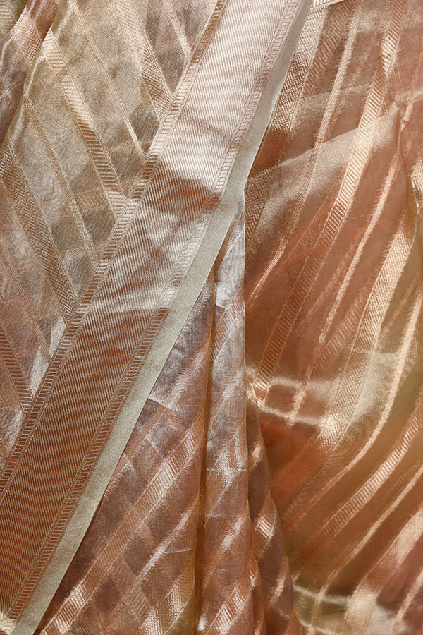 Sage Green Rangkat Striped Woven Tissue Silk Saree
