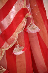 Red Tissue Silk Party Wear Saree With Sequins Work