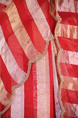 Red Tissue Silk Party Wear Saree With Sequins Work