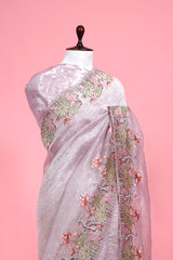 Embroidered Crush Tissue Silk Saree